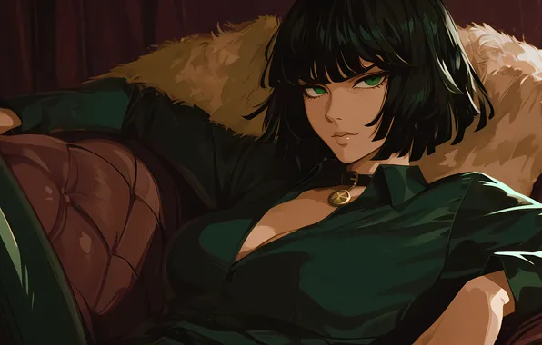 Anime, Green Hair, Fubuki, One punch man, AI art