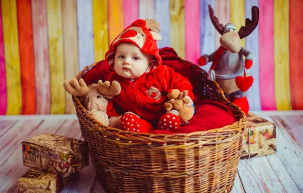 Корзина, мальчик, костюм, Игрушки, Малыш, кроха