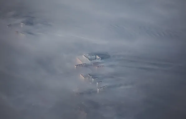 Картинка дома, Туман, сверху