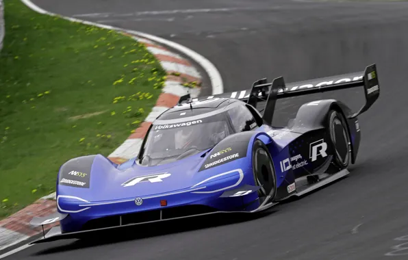 Синий, поворот, Volkswagen, прототип, prototype, Nürburgring, Nordschleife, 2019