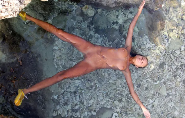 Girl, sexy, beach, erect nipples, legs, pussy, nature, nipples