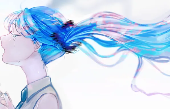 Девушка, Hatsune Miku, Vocaloid, плачет