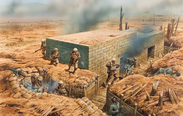 Картинка солдаты, захват, наступление, пехоты, сражение., немецкой, 11 ноября, британской