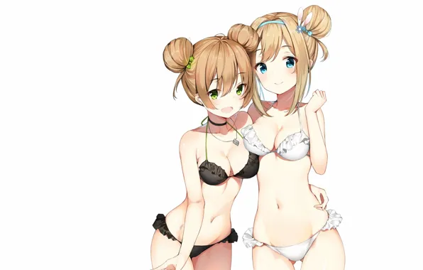 Sexy, lingerie, pantsu, bra, cleavage, panties, green eyes, girls