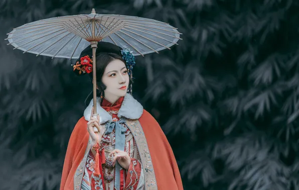 Девушка, зонт, азиатка, азиатский стиль, Chengdu Fengge