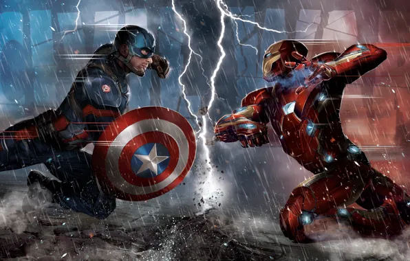 Картинка Iron Man, Captain America, Chris Evans, Tony Stark, Steve Rogers, Robert Downey, Captain America: Civil …