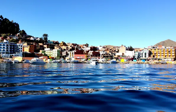 Город, Боливия, Bolivia, Copacabana, озеро Титикака, город Копакабана