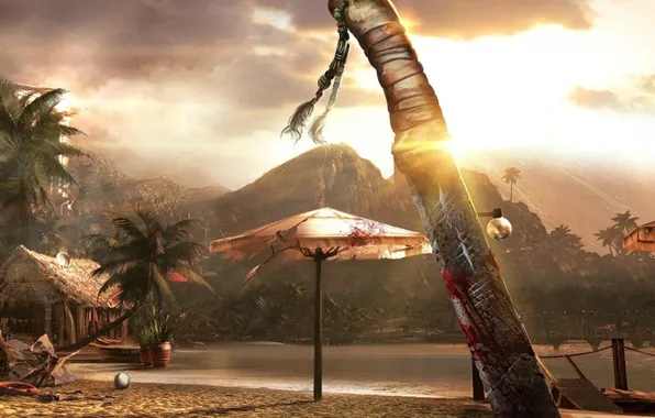 Zombie, blood, game, landscape, island, sand, Dead Island, vegetation