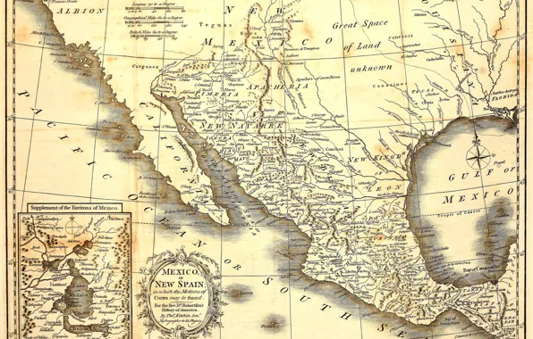 Картинка Mexico, old, map, paper