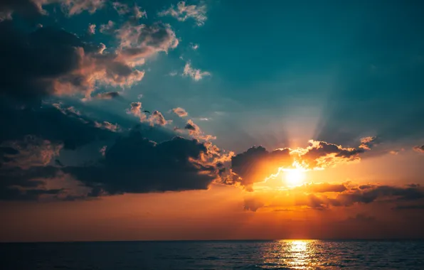 Clouds, Sky, Sun, Water, Sunshine, Ocean, Sunlight, Raimond Klavins