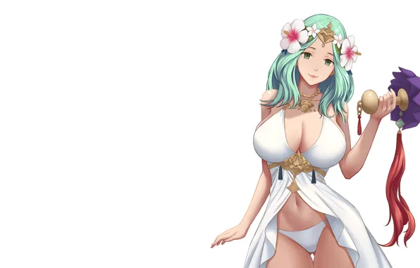 Girl, sexy, lingerie, pantsu, cleavage, blouse, panties, green eyes