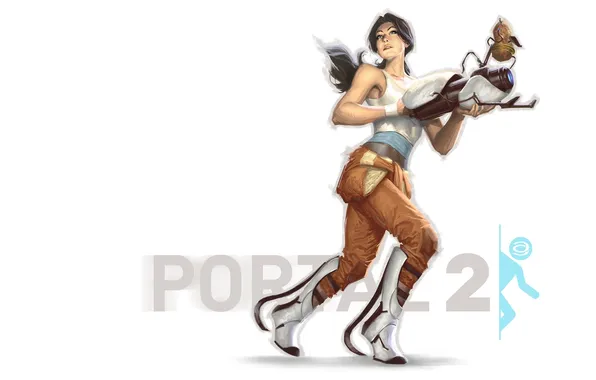 Картинка девушка, минимализм, Portal, пушка