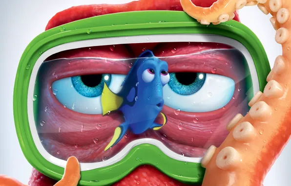Wallpaper, Pixar, octopus, eyes, water, cartoon, animal, fish