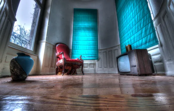Комната, кресло, телевизор