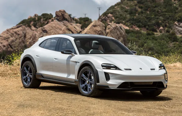Porsche, вид сбоку, 2018, Mission E, Cross Turismo