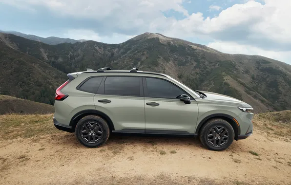 Облака, горы, внедорожник, Хонда, вид сбоку, Hybrid, SUV, Гибрид
