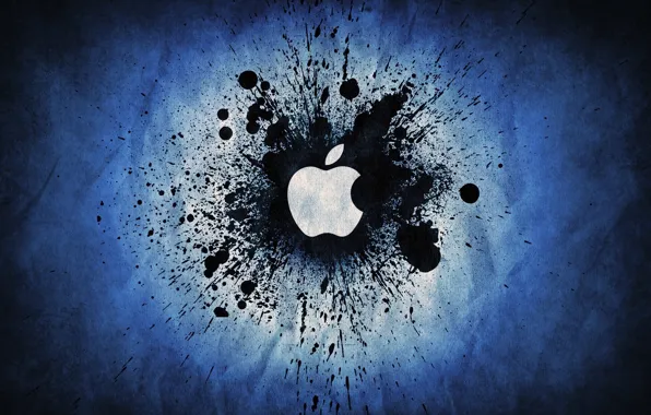 Картинка Apple, Blue, Logo, Color, Brand, Blue Splatter, Splatter