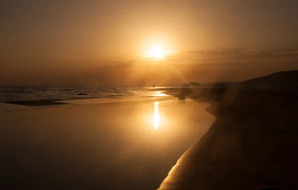 Море, пляж, закат, побережье, North Cyprus., Golden Beach