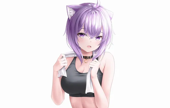 Girl, sexy, cleavage, boobs, animal ears, sexy girl, anime, catgirl