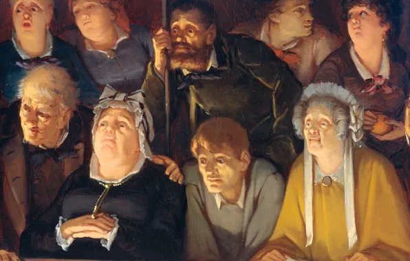Масло, портрет, картина, холст, Театральная Публика, Hippolyte Michaud
