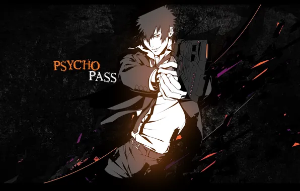 Пистолет, аниме, арт, парень, Psycho Pass, Психопаспорт