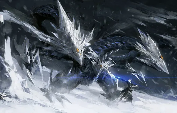 Картинка dragon, Yu Gi Oh, LEO Artist, Trishula Dragon of the Ice Barrier