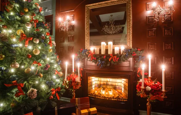 Картинка Новый Год, Рождество, багет, merry christmas, interior, decoration, christmas tree, holiday celebration