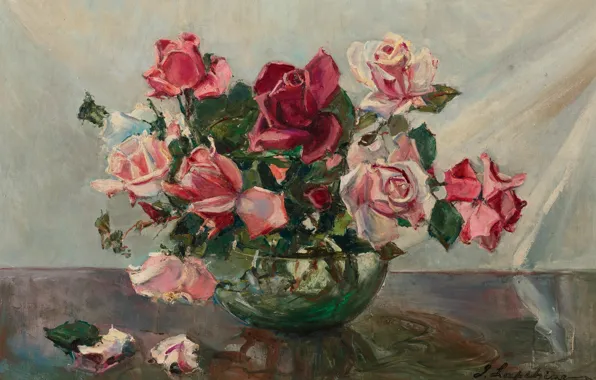 Картина, натюрморт, Georgy Lapchin, Георгий Лапшин, Розы в Миске
