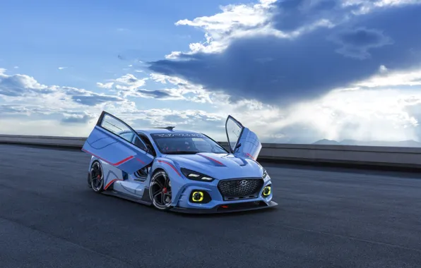 Car, Hyundai, blue, race, speed, tunning, Hyundai RN30
