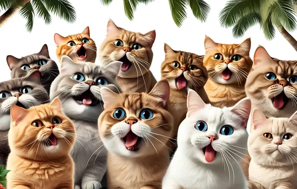 Глаза, взгляд, коты, роза, белый фон, пальмы ., фотосесия