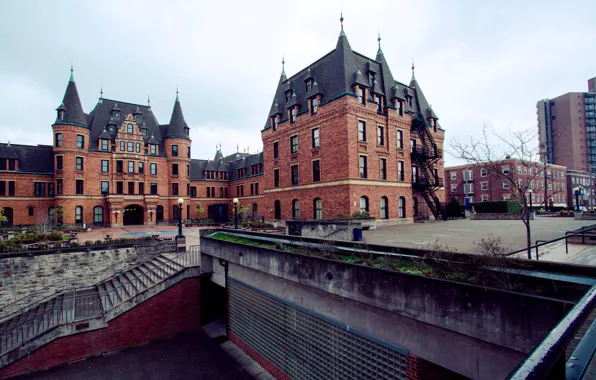 USA, United States, bricks, Washington, buildings, downtown, America, stairs