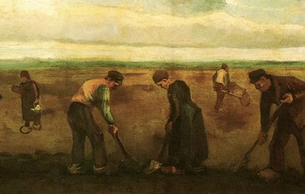 Картинка Винсент ван Гог, Potatoes, Farmers Planting