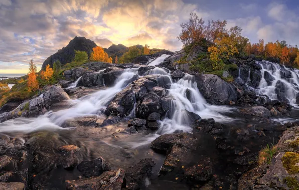 Water, rocks, waterfalls, Norway
