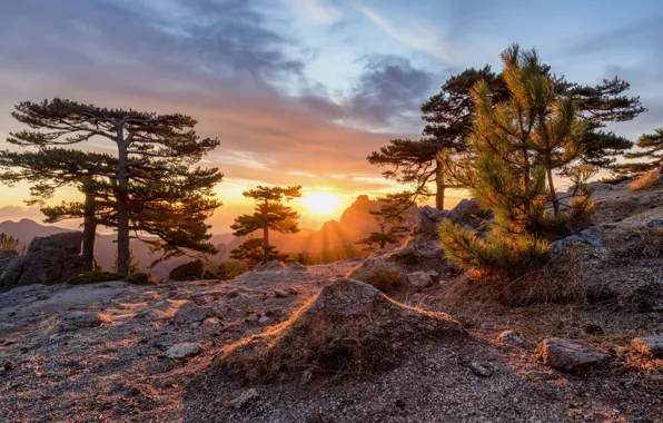 Картинка закат, горы, природа