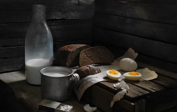 Яйца, молоко, хлеб, соль