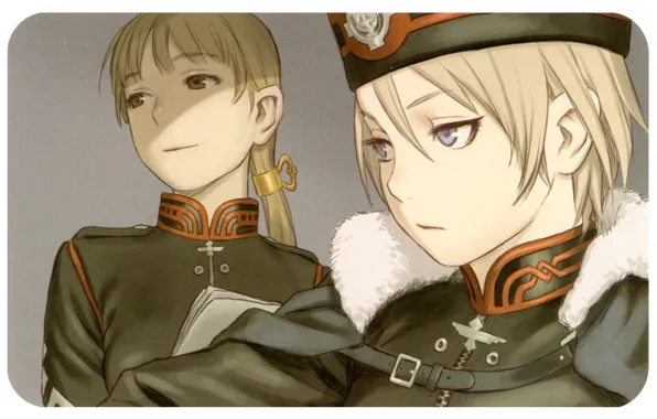 Мех, эмблема, голубые глаза, военная форма, Tatiana Wisla, Last Exile, Изгнанник, Alister Agrew