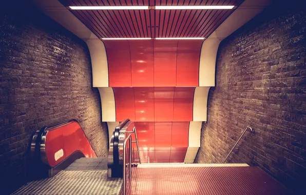 Красный, метро, эскалатор