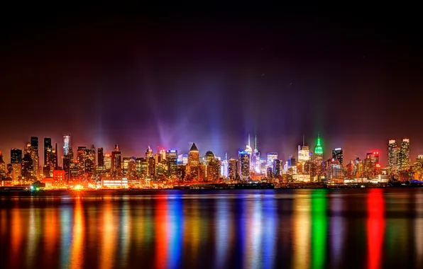 Картинка ночь, город, огни, New York City