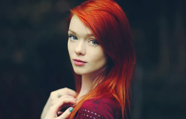 Взгляд, девушка, лицо, поза, модель, рыжая, Julie Kennedy