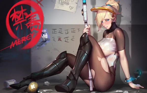 Girl, wall, game, ass, bodysuit, mecha, weapon, boobs