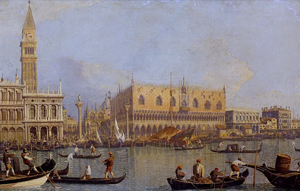 Картина, городской пейзаж, Canaletto, Каналетто, Giovanni Antonio Canal, Вид Дварца Дожей в Венеции