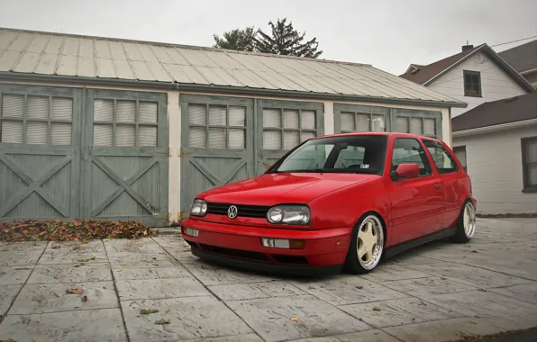 Красный, volkswagen, red, гольф, golf, фольксваген, MK3