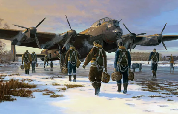 Великобритания, Бомбардировщик, Экипаж, Avro 683 Lancaster, Лётчики