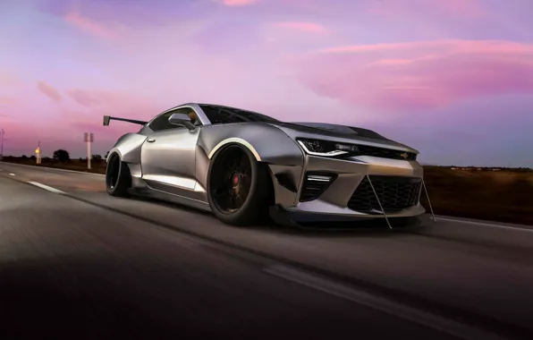 Авто, Дорога, Chevrolet, Машина, Серый, Движение, Camaro, Car