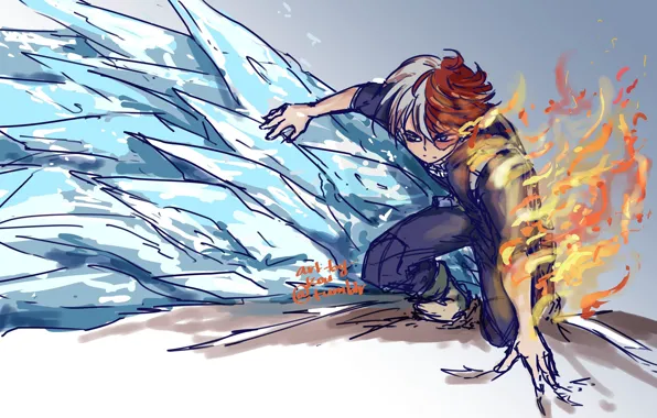Лёд, парень, причуда, My Hero Academia, Boku No Hero Academia, Тодороки Шото, Моя Геройская Академия