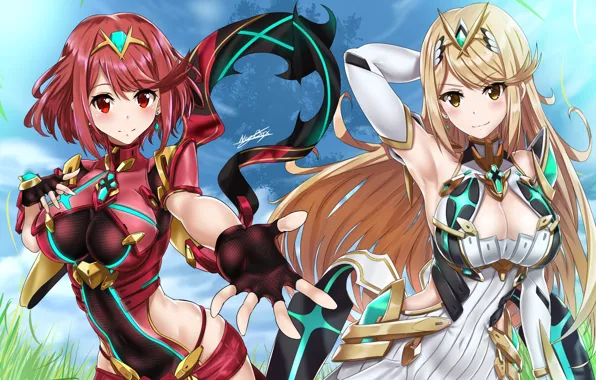Девушки, аниме, арт, xenoblade