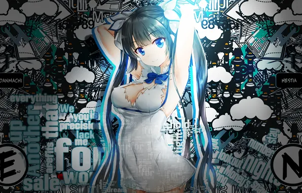 Girl, sexy, cleavage, long hair, dress, boobs, anime, beautiful