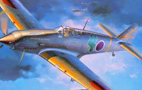 Война, рисунок, истребитель, арт, kawasaki, Тони, Hien, ki-61