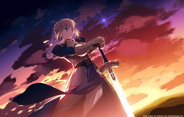 Небо, saber, fate-stay night
