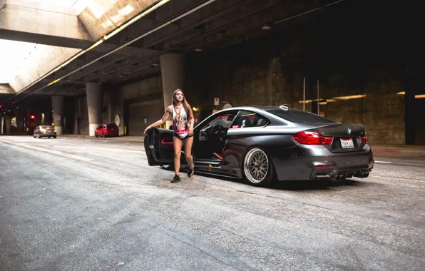 BMW, Girl, Grey, Door